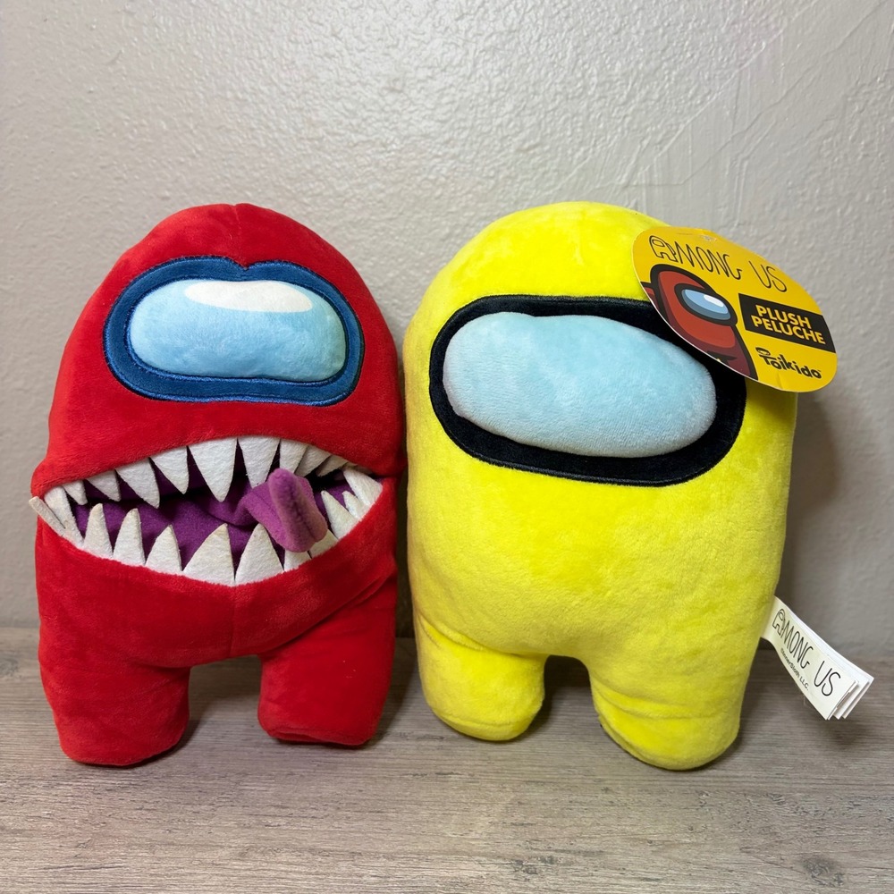 Among Us Plush Set Red Impostor & Yellow Crewmate Toikido YuMe 8 Inch Toys